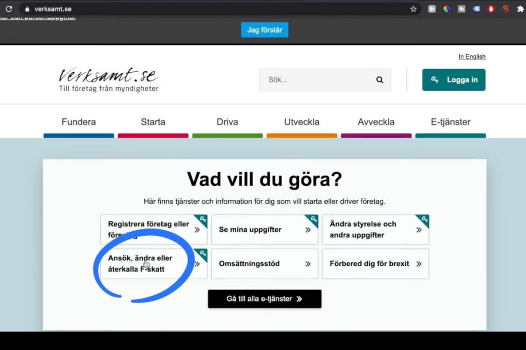 Ansök, ändra eller återkalla F-skatt