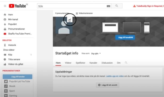 Designa youtubekanal steg 3