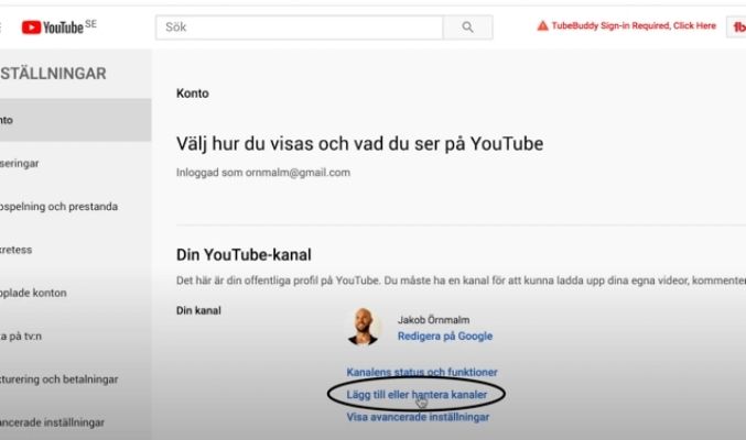 Lägg till youtube kanal steg 2